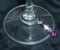 Amethyst crystal wine charm